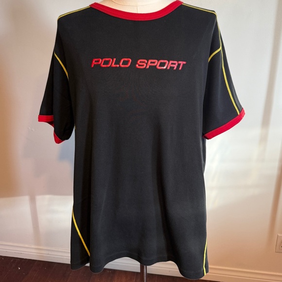 Vintage 90’s Polo Sport by Ralph Lauren Black Tee with Red and Yellow Details